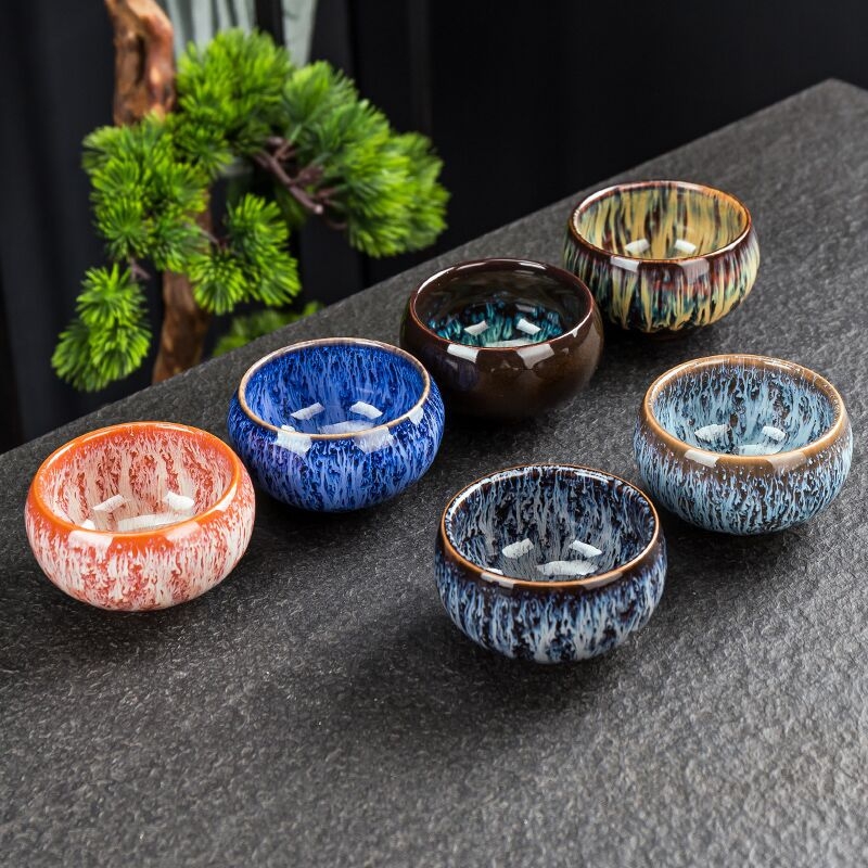 Ceșcă de ceai din ceramică în stil Jianzhan, glazură periată, set Gong Fu ceai, mică ceașcă de maestru