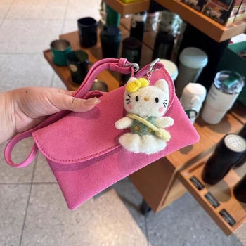 Ženska torbica za mobitel u ružičasto-crvenoj boji, 2025 nova teksturirana velur, mini crossbody torbica u obliku kuverte