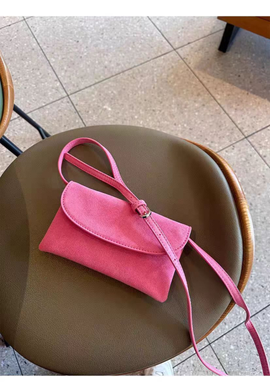 Ženska torbica za mobitel u ružičasto-crvenoj boji, 2025 nova teksturirana velur, mini crossbody torbica u obliku kuverte