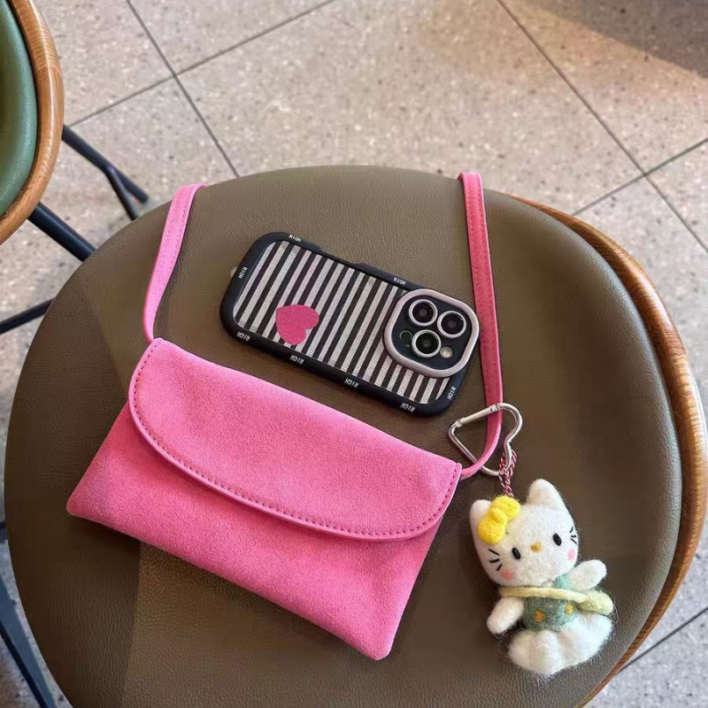Ženska torbica za mobitel u ružičasto-crvenoj boji, 2025 nova teksturirana velur, mini crossbody torbica u obliku kuverte