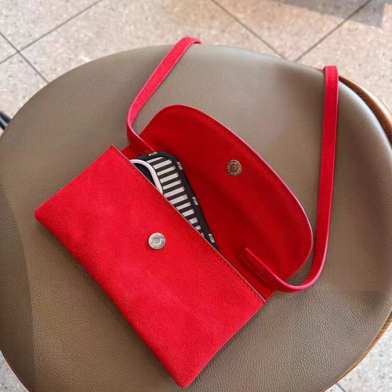 Ženska torbica za mobitel u ružičasto-crvenoj boji, 2025 nova teksturirana velur, mini crossbody torbica u obliku kuverte
