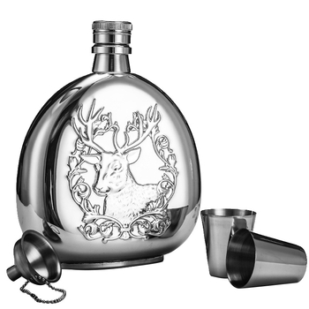 Flacon din oțel inoxidabil 304 pentru exterior, capacitate 17 oz (aprox. 500 ml), cu pâlnie și cutie cadou.
