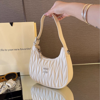 Ženska torbica od prave kože, nježan luksuz s plisiranim detaljima u obliku polumjeseca, za ramena ili crossbody, dvostruki remen, svestran stil