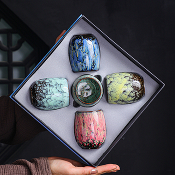 Set ceramic de cești de ceai în stil japonez pentru ceremonia Gongfu, cești mari cu ceașcă de degustare și ceașcă de cafea