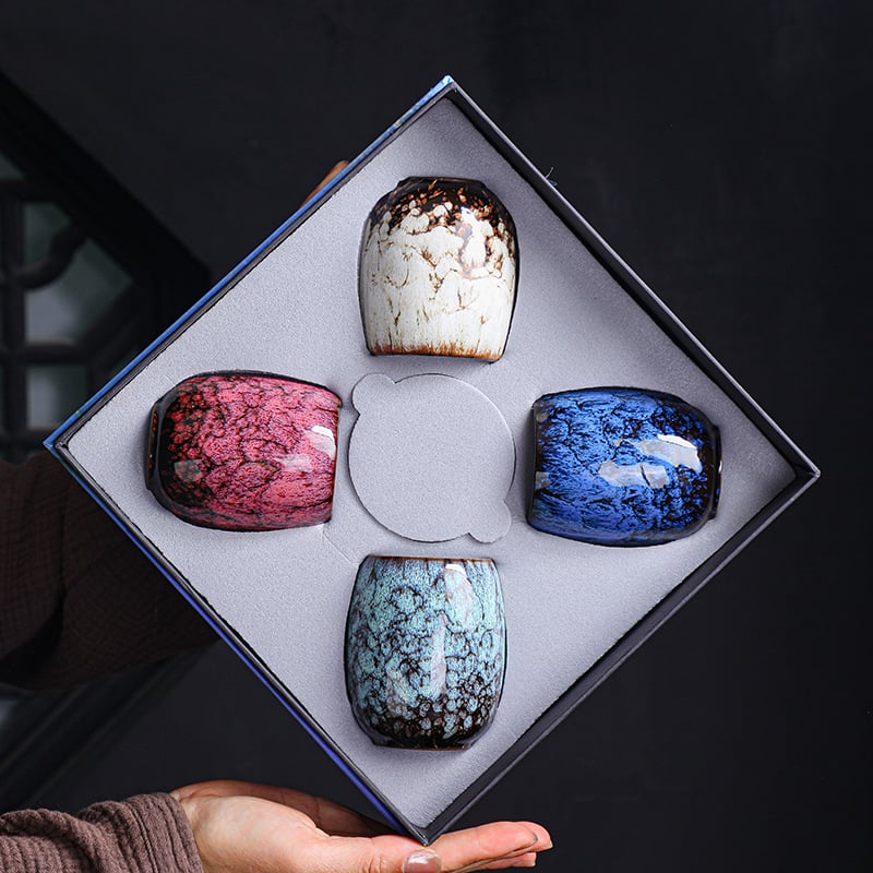 Set ceramic de cești de ceai în stil japonez pentru ceremonia Gongfu, cești mari cu ceașcă de degustare și ceașcă de cafea