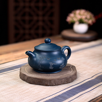 Ceainic în stil Pan, lucrat manual, din lut Tianqing, design Lotus Pond Moonlight