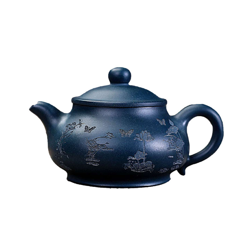 Ceainic în stil Pan, lucrat manual, din lut Tianqing, design Lotus Pond Moonlight