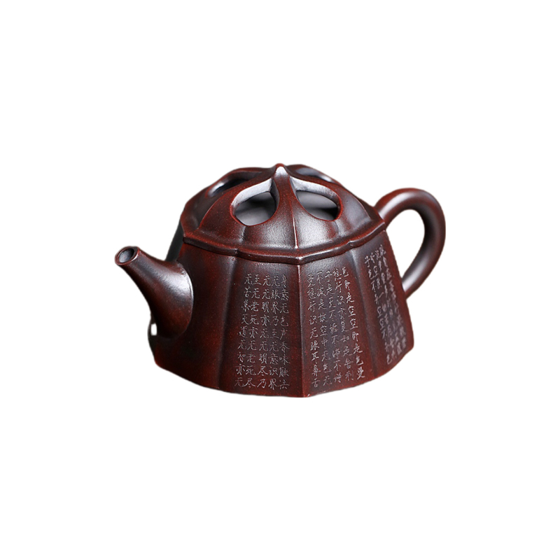 Ceainic Yixing din lut roșu antic, lucrat manual, model floral brodat, set de ceai pentru uz casnic