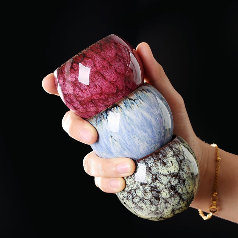 Ceșuță ceramică Jian Zhan, cu bază în formă de picior de dragon, formă ou, set de ceai cu flori, o singură ceașcă