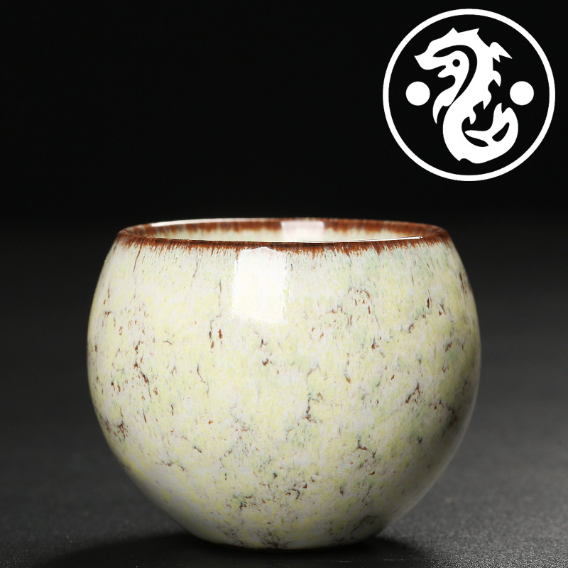 Ceșuță ceramică Jian Zhan, cu bază în formă de picior de dragon, formă ou, set de ceai cu flori, o singură ceașcă