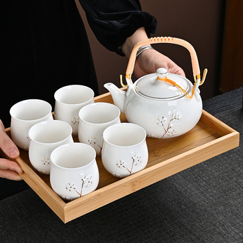 Set ceainic cu filtru ceramic, ceainic mare și cești în stil european-american, set de ceai ceramic pentru uz casnic
