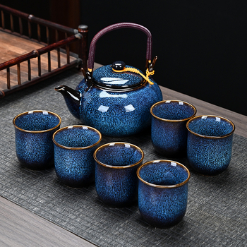 Set ceainic cu filtru ceramic, ceainic mare și cești în stil european-american, set de ceai ceramic pentru uz casnic