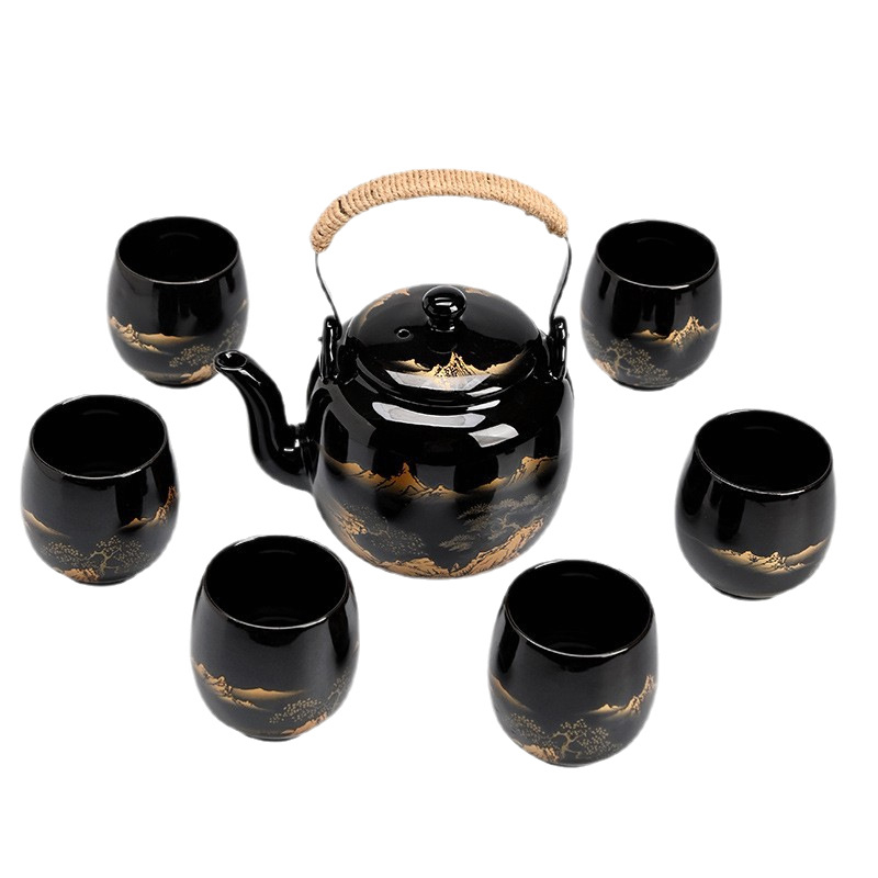 Set ceainic cu filtru ceramic, ceainic mare și cești în stil european-american, set de ceai ceramic pentru uz casnic