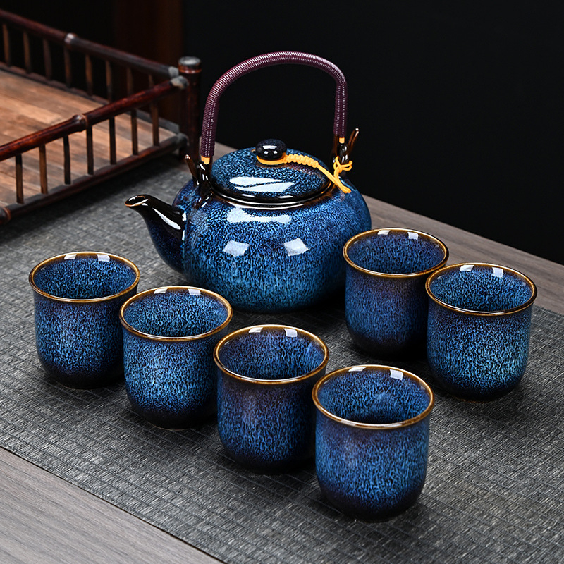 Set ceainic cu filtru ceramic, ceainic mare și cești în stil european-american, set de ceai ceramic pentru uz casnic