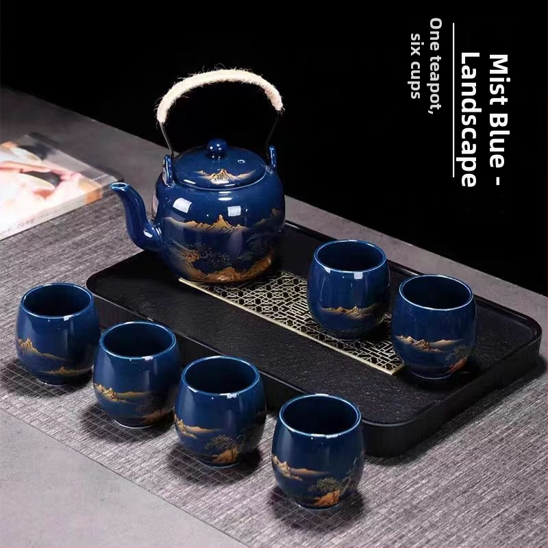 Set ceainic cu filtru ceramic, ceainic mare și cești în stil european-american, set de ceai ceramic pentru uz casnic