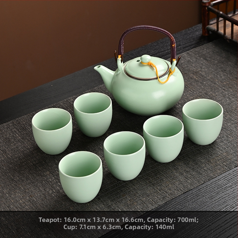Set ceainic cu filtru ceramic, ceainic mare și cești în stil european-american, set de ceai ceramic pentru uz casnic