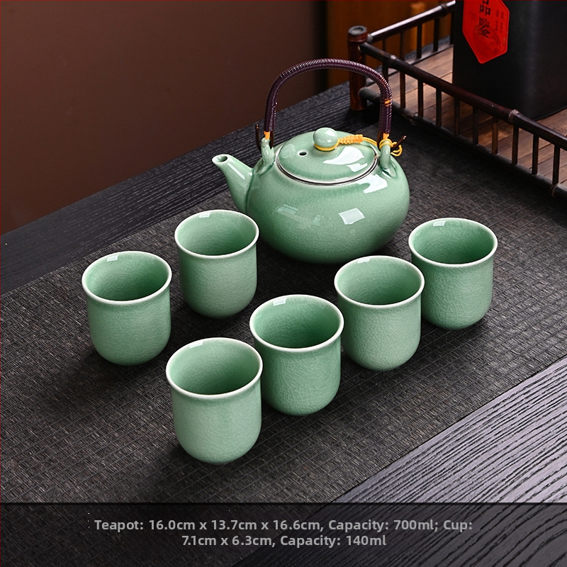 Set ceainic cu filtru ceramic, ceainic mare și cești în stil european-american, set de ceai ceramic pentru uz casnic