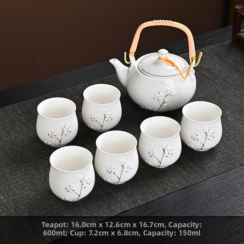 Set ceainic cu filtru ceramic, ceainic mare și cești în stil european-american, set de ceai ceramic pentru uz casnic