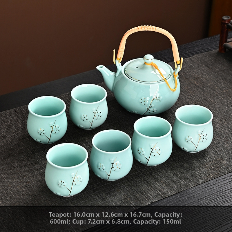 Set ceainic cu filtru ceramic, ceainic mare și cești în stil european-american, set de ceai ceramic pentru uz casnic