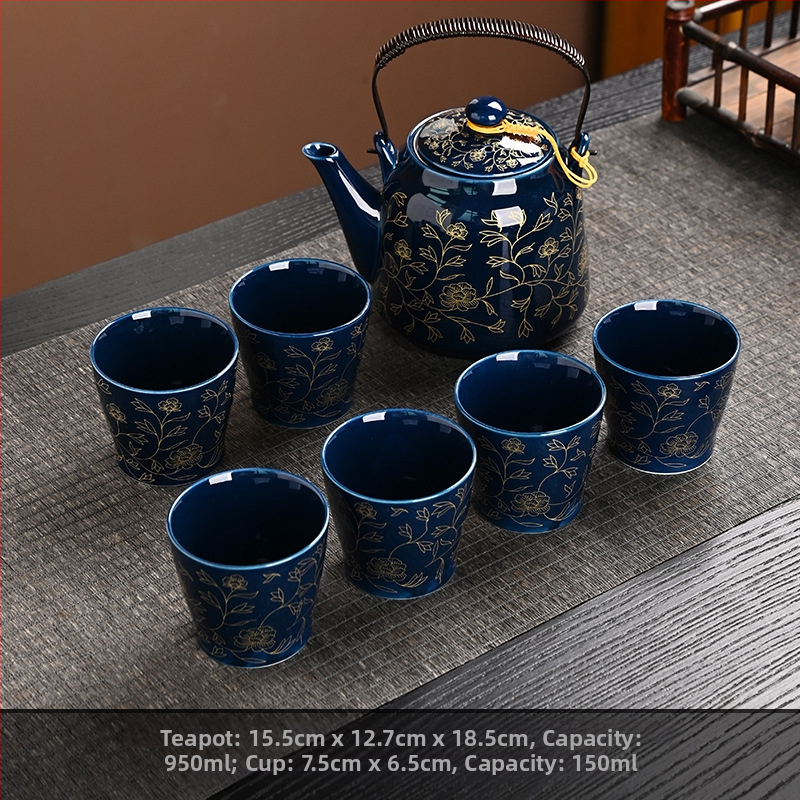 Set ceainic cu filtru ceramic, ceainic mare și cești în stil european-american, set de ceai ceramic pentru uz casnic
