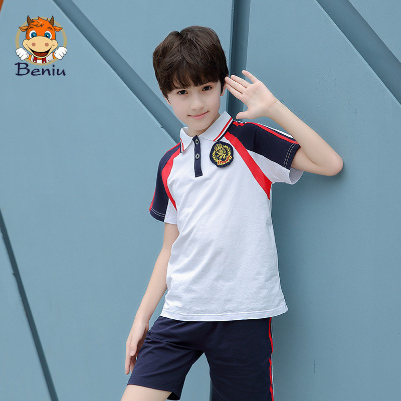 Letni set školske uniforme za učenike osnovne škole, unisex, gornji dio i hlače, 95% pamuk, mekan materijal