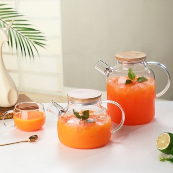 Carafă de sticlă în stil japonez pentru apă rece, set casnic cu cană și pahare, rezistentă la temperaturi înalte, mare capacitate pentru infuzare rece de ceai