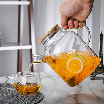 Carafă de sticlă în stil japonez pentru apă rece, set casnic cu cană și pahare, rezistentă la temperaturi înalte, mare capacitate pentru infuzare rece de ceai