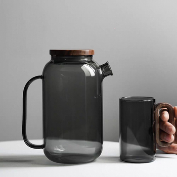 Set de înaltă capacitate: ceainic de apă din sticlă în stil japonez și set de pahare, borosilikat înalt, rezistent la temperaturi ridicate, pentru casă și birou
