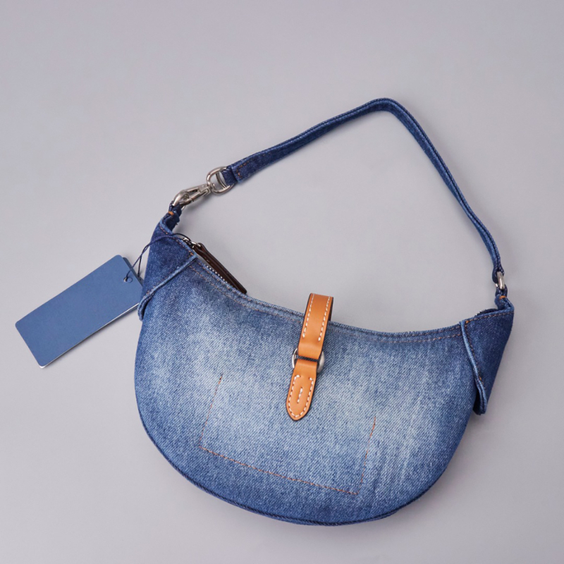 2025 nova retro denim torbica s polumjesecem, ženska crossbody torba preko ramena