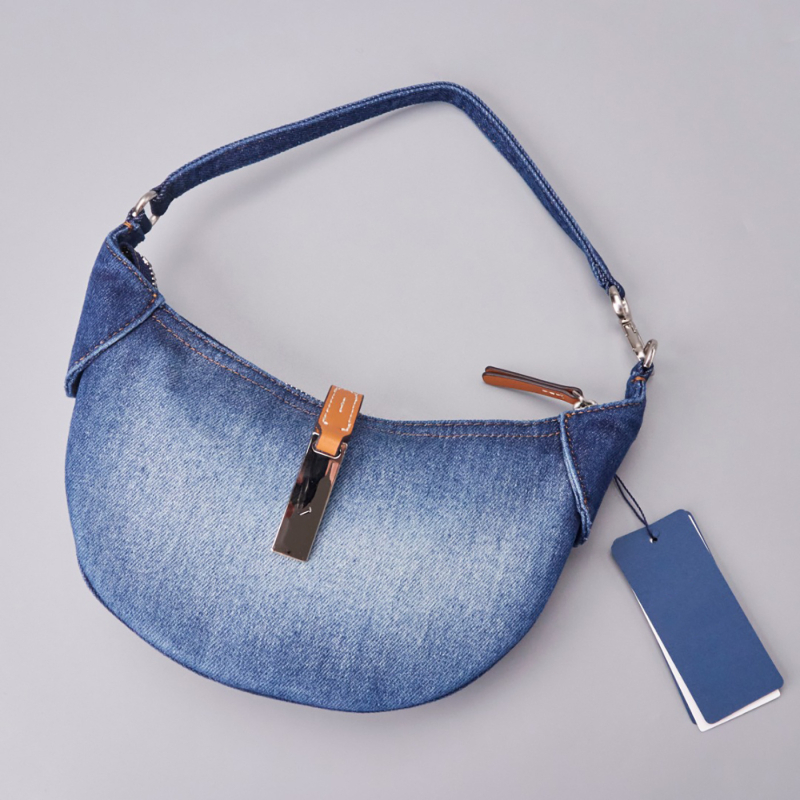 2025 nova retro denim torbica s polumjesecem, ženska crossbody torba preko ramena