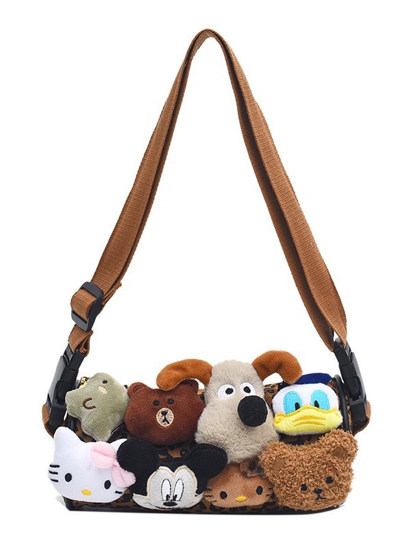 2024 nova mini ženska torbica s leopard uzorkom, držač za kemijske olovke, slatka plišana dekoracija, crossbody torba preko ramena