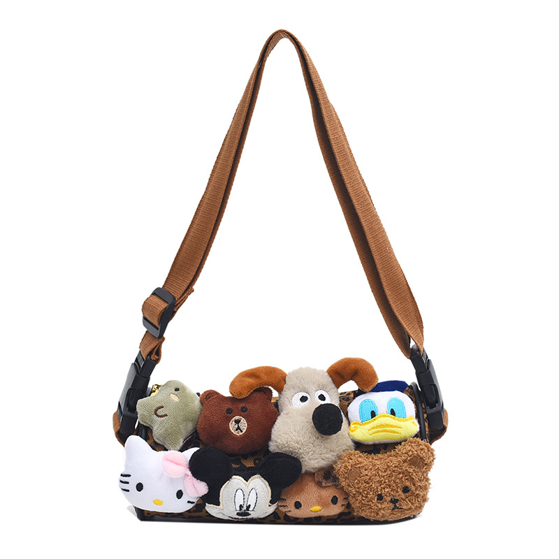 2024 nova mini ženska torbica s leopard uzorkom, držač za kemijske olovke, slatka plišana dekoracija, crossbody torba preko ramena