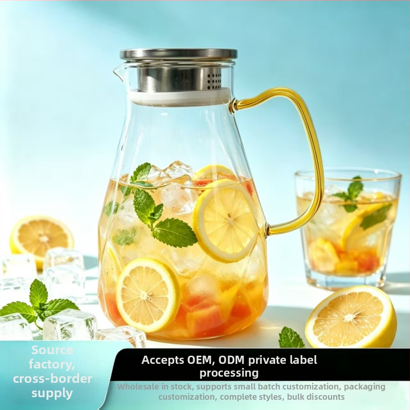Sticlă de apă din sticlă borosilicată, în formă de diamant, cu set de ceai transparent