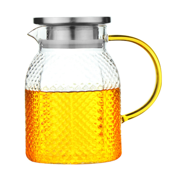 Ceainic din sticlă borosilicată, cu textură ciocănită și model glaciar, capacitate mare, pentru ceai și băuturi