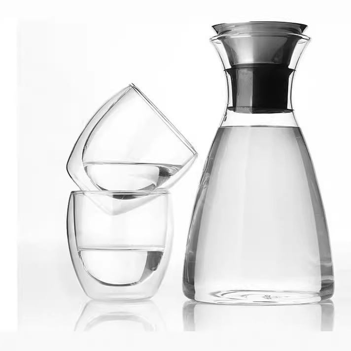 Ceainic din sticlă cu capacitate mare, pentru apă caldă și rece, set de carafe pentru suc