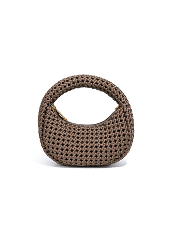 Soviet ručno pletena torbica za ručak s čvorom Windmill Knot, oblik polumjeseca, poliester, preko ramena ili crossbody, za žene