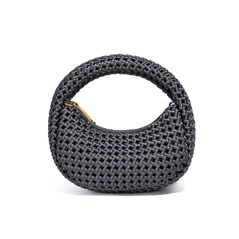 Soviet ručno pletena torbica za ručak s čvorom Windmill Knot, oblik polumjeseca, poliester, preko ramena ili crossbody, za žene