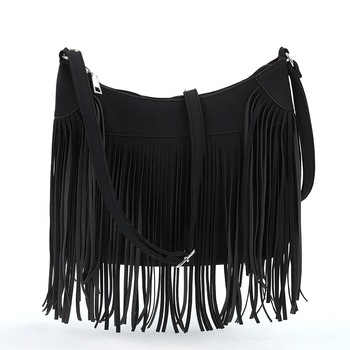 Ženska crossbody torba s resom, jednobojna, velika, od PU kože