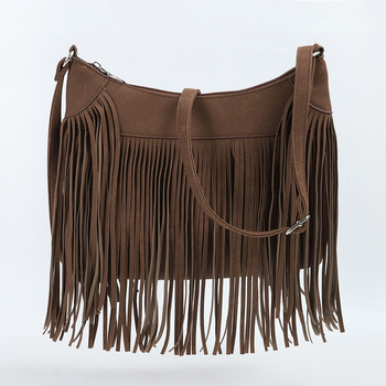 Ženska crossbody torba s resom, jednobojna, velika, od PU kože