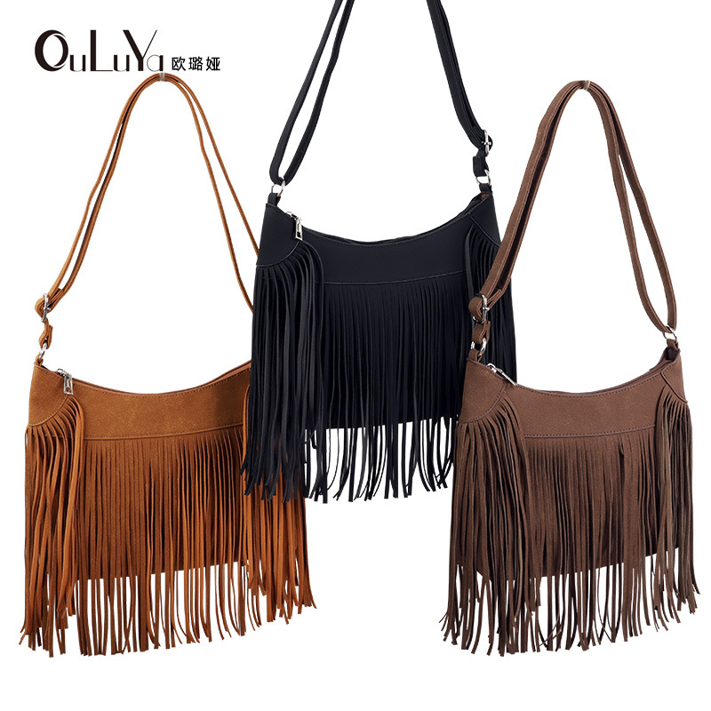 Ženska crossbody torba s resom, jednobojna, velika, od PU kože