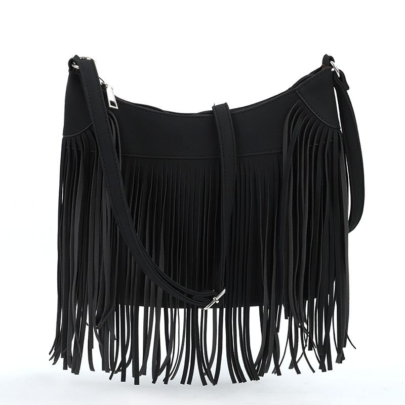 Ženska crossbody torba s resom, jednobojna, velika, od PU kože
