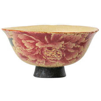 Ceșcă ceramică roșu Flint, cu motif retro floral – ceașcă mică de porțelan pentru ceai, uz casnic