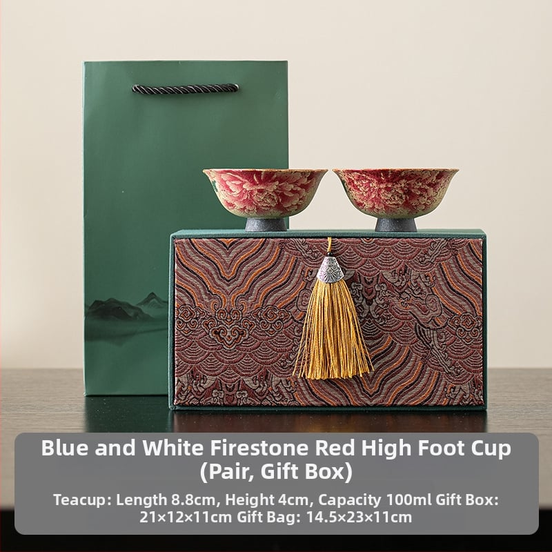 Ceșcă ceramică roșu Flint, cu motif retro floral – ceașcă mică de porțelan pentru ceai, uz casnic