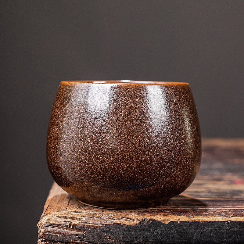 Vas din ceramică brută în stil Jianshui pentru resturi de ceai, cu recipient pentru spălarea ceaiului și bazin Zen din ceramică, pentru ceremonia ceaiului acasă