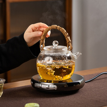 Ceainic din sticlă cu mâner, sticlă borosilicat îngroșată, rezistentă la căldură pentru prepararea ceaiului, sucurilor, laptelui și băuturilor reci