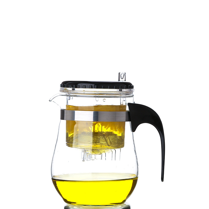 Set elegant de ceai din sticlă, multifuncțional, cu design rezistent la căldură și separare ceai-apă; imprimare logo disponibil.