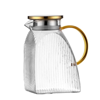 Cană din sticlă pentru apă rece, cu capac din oțel inoxidabil, capacitate mare, infuzor pentru suc și lămâie, design modern minimalist