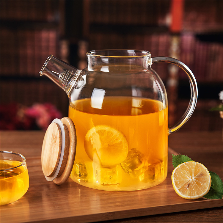 Sticlă de apă din sticlă rezistentă la temperaturi înalte, cu capacitate mare, filtru și infuzor de ceai, construcție îngroșată, set de ceai