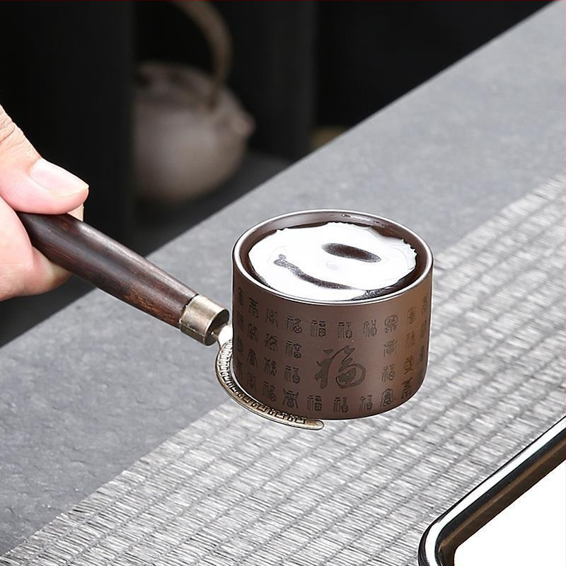Lila agyag teáskanna, egy darabos kerámia tea‑főző készlet a tea és víz szétválasztásával, Kung Fu tea otthonra