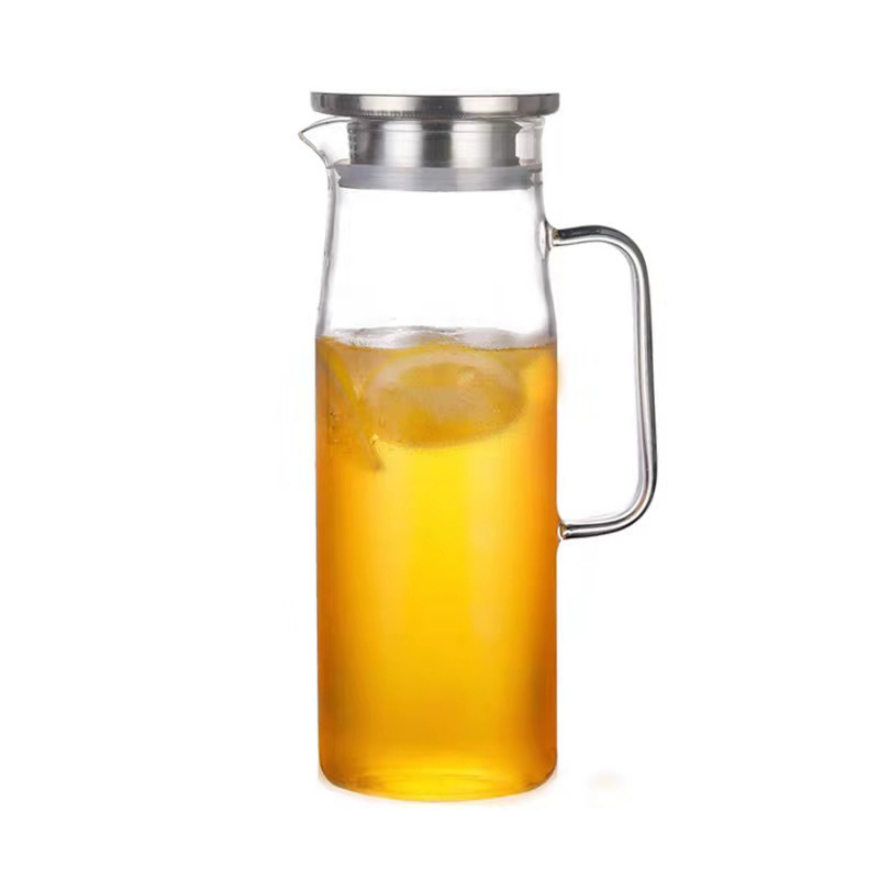Carafă de apă rece din sticlă borosilikată, rezistentă la căldură, cu capacitate mare, design transparent minimalist pentru uz casnic